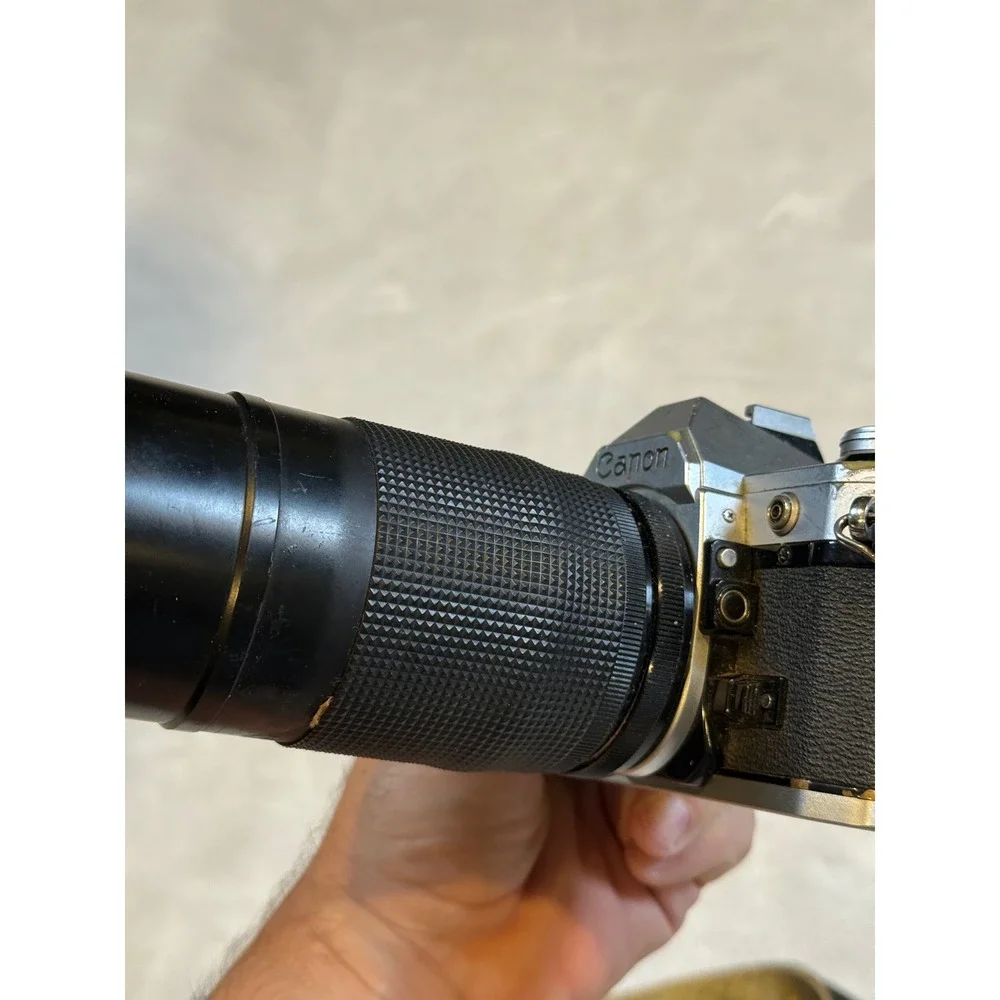 Canon AE-1 35mm SLR Film Camera with Vivitar 70-200mm f3.8 Macro Zoom Lens